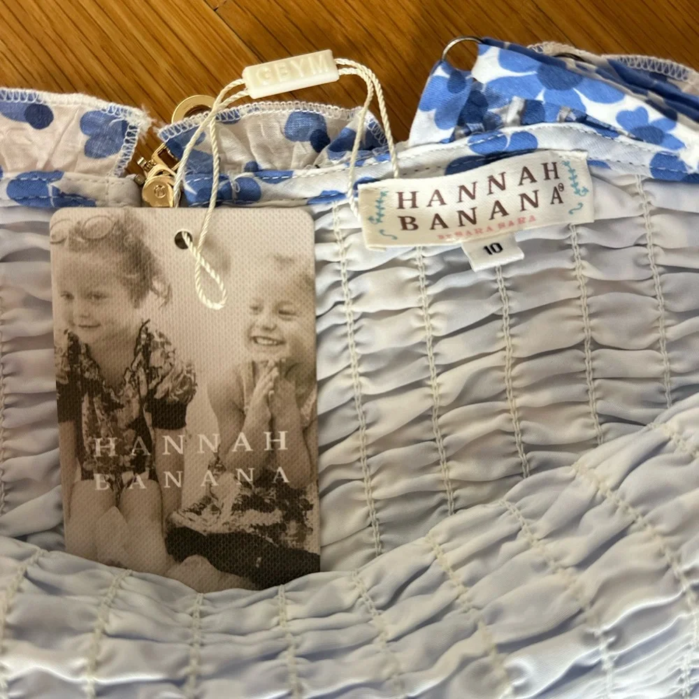 NEW Hannah banana Girls Ruched Floral Romper Blue White Size 10 Adjustable Strap - Picture 5 of 8